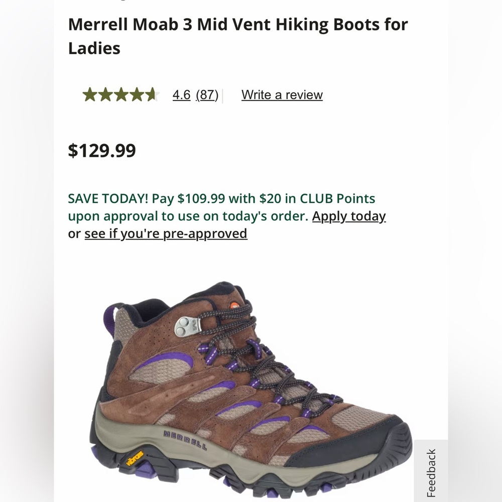 Merrell Moab 3 Mid Vent Women's Boots - Brown and Purple